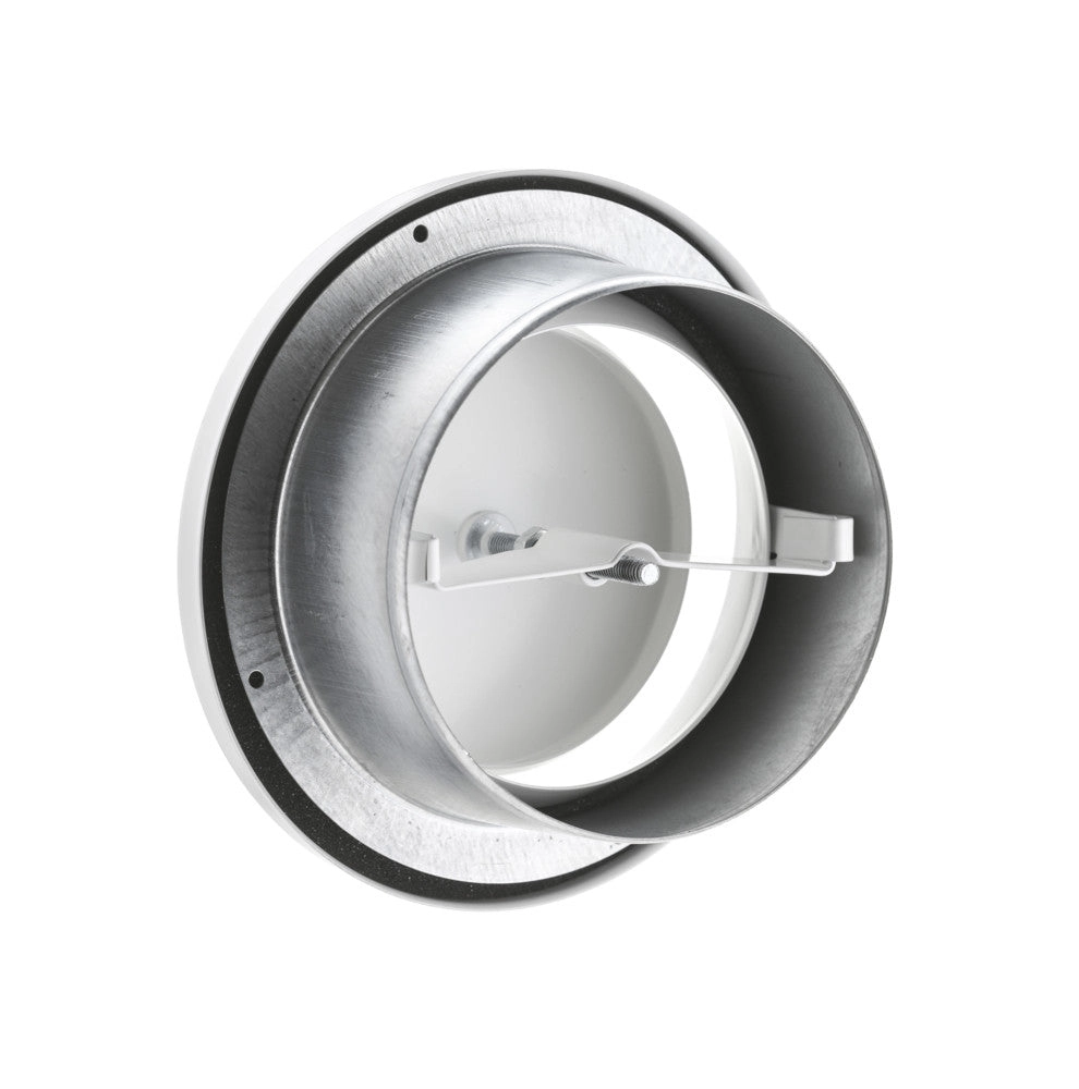pro Abluftventil mit geradem Ventilteller, NW 125mm, Befestigung durch Klemmfedern, weiß RAL9010