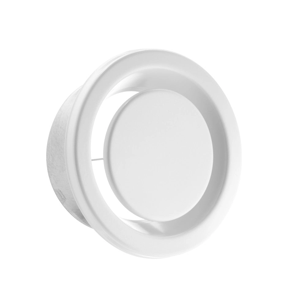 pro Abluftventil mit geradem Ventilteller, NW 160mm, Befestigung durch Klemmfedern, weiß RAL9010