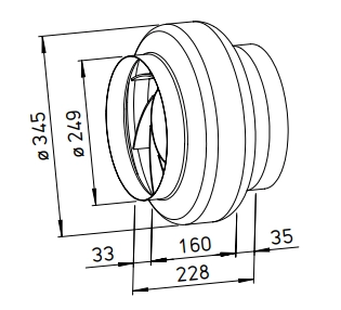 Helios Radial-Rohrventilator RR EC 250 B