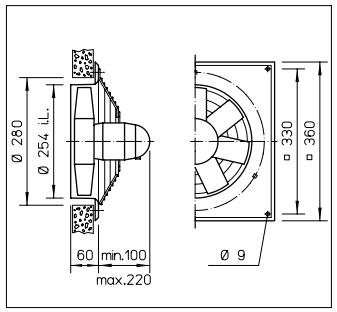 Helios Axial-Hochleistungsventilator HQD 250/4/2