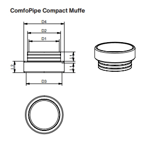 Zehnder Comfopipe Compact Muffe 160 Durchmesser 210 / 190 mm