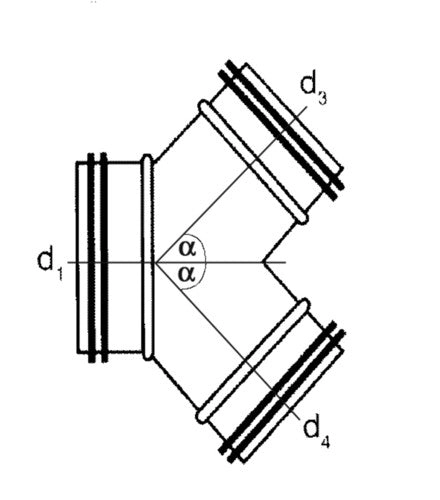 pro Hosenstück 45° mit Lippendichtung NW 125/100/100