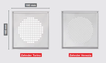 Zehnder Design-Gitter CLRF / TVA Venezia, Edelstahl, 160 x 160mm, inklusive Filter