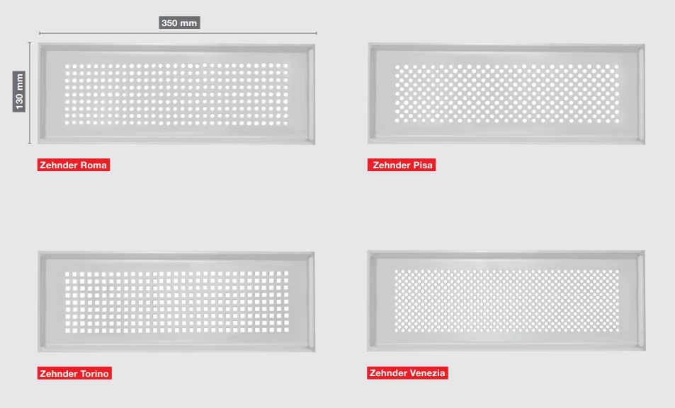 Zehnder Design-Gitter CLF, Pisa, weiß, 350 x 130 mm