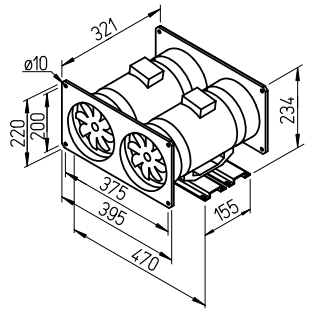 Helios Multivent-Rohrventilatoren MVP 150, Parallel-Twin-Unit