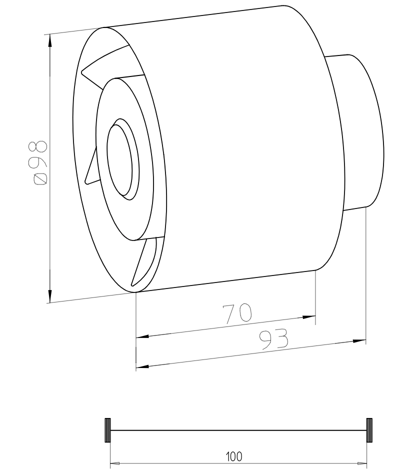 Helios Rohreinschubventilator mit Kugellager REW 90 K