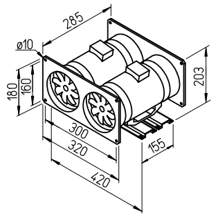 Helios Multivent-Rohrventilatoren MVP 125, Parallel-Twin-Unit