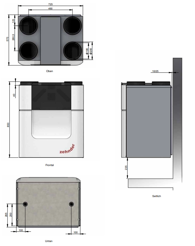 Zehnder Komfort-Lüftungsgerät ComfoAir Q600 ST mit integriertem Display