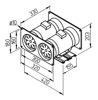 Helios Multivent-Rohrventilatoren MVP 100, Parallel-Twin-Unit